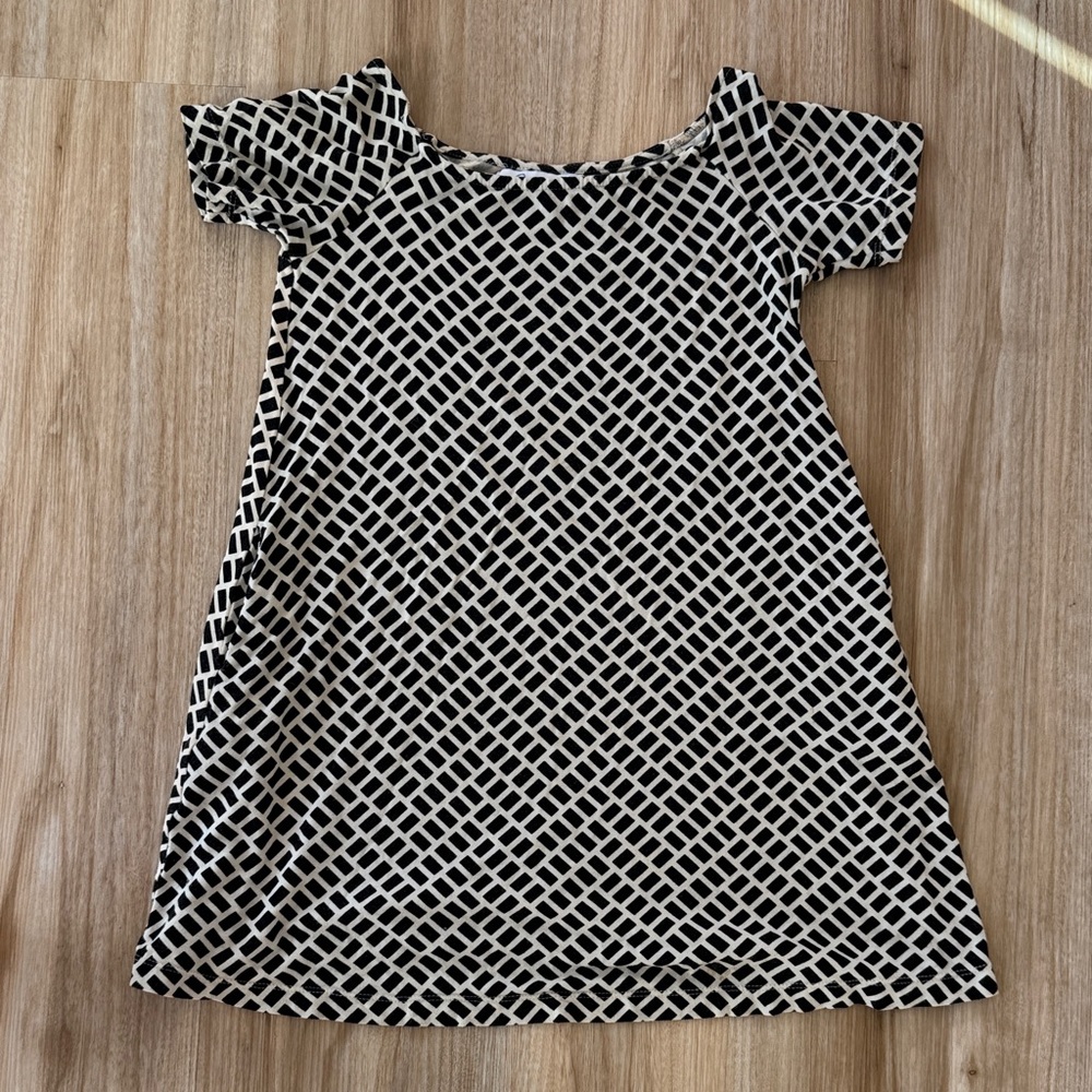 Ava Sky Black and Cream Kids Dress